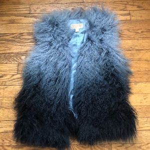 Blue ombré real fur vest.